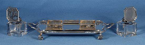 A silver inkstand, Length 216mm Width 122mm Tray weight only 9.7oz/275gr.